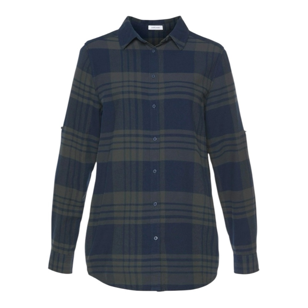Lascana plaid tab sleeve top - Picture 2 of 5
